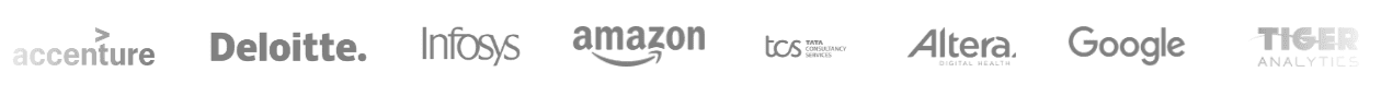 accenture, Deloitte, Infosys, amazon, TCS, Altera, Google, Tiger Analytics