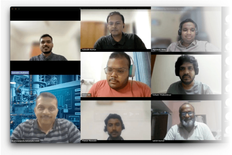 Live mentor session — video call grid of participants